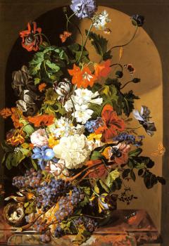 利奧波德 辛諾格爾 A Still Life with Flowers and Grapes